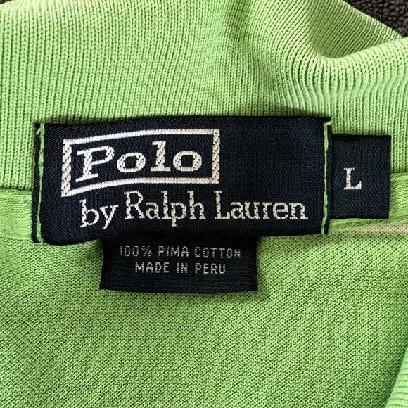 Polo Ralph Lauren Men’s Short Sleeve Polo Shirt Sz Large Green White Striped - Picture 6 of 9
